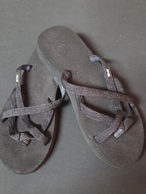 Teva Black Webbing Slide Sandals Sz 8